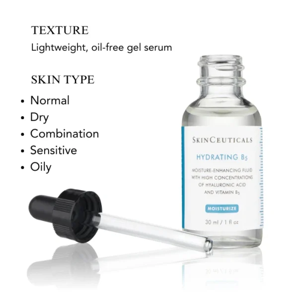 SkinCeuticals Hydrating B5 Gel Serum 30ml (1 fl oz) – Oil-Free Hyaluronic Acid Moisturizer