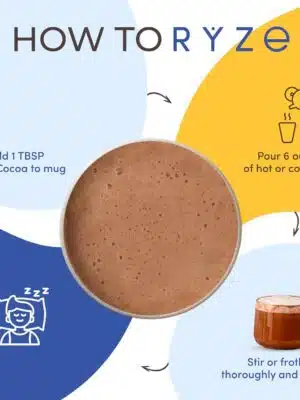 RYZE SUPERFOODS Mushroom Hot Cocoa Melatonin Sleep Supplement, Keto Cocoa Powder with Reishi Mushroom, Melatonin, Glycine, Cacao, L-Theanine, Chicory to Help Fall Asleep and Stay Asleep, 20 Servings5