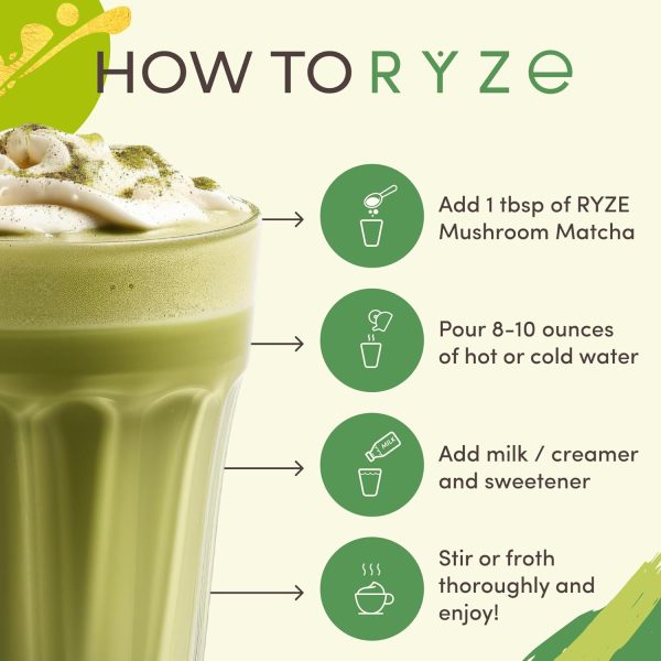 Ryze Mushroom Matcha Instant Coffee | 30 servings
