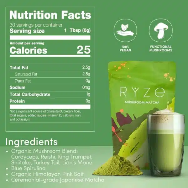 Ryze Mushroom Matcha Instant Coffee | 30 servings